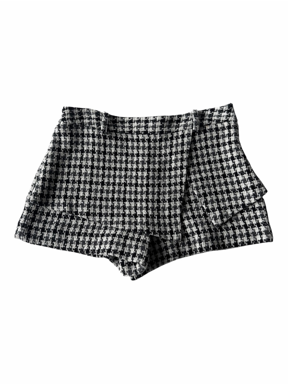 ✅ Zara Black & White tweed Mini Skort Shorts with belt loops size L